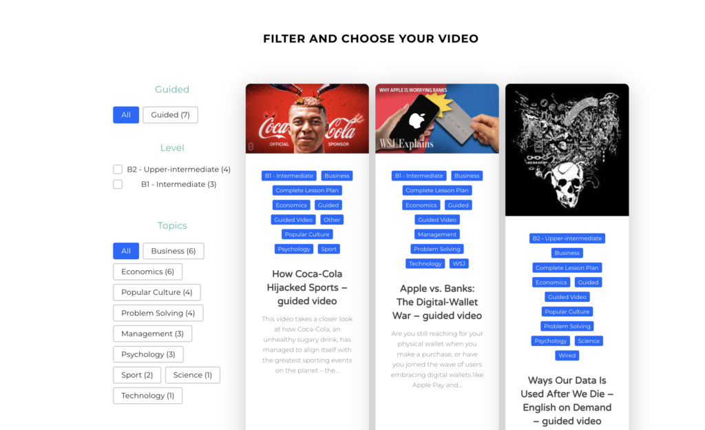 Free online English lessons: Learn with interactive videos